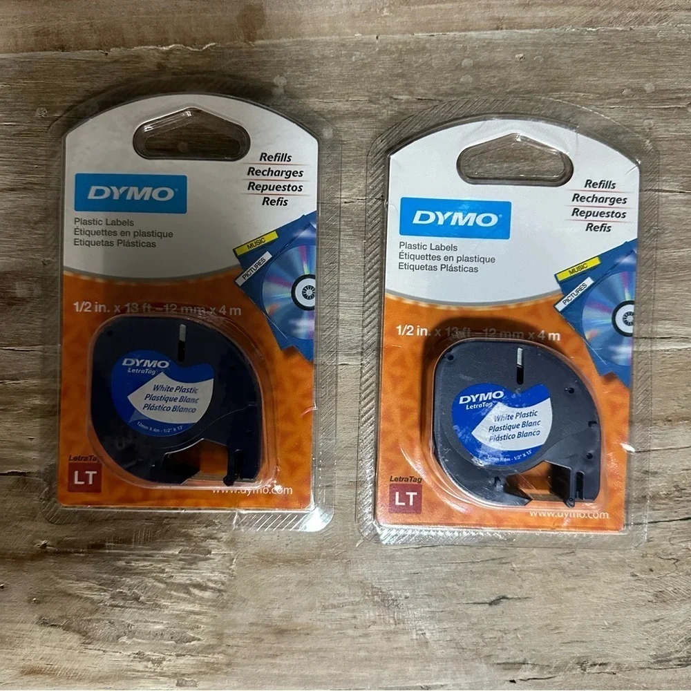 Dymo 91331 LetraTag White Plastic 0.5-in Label Tape Cassette NEW